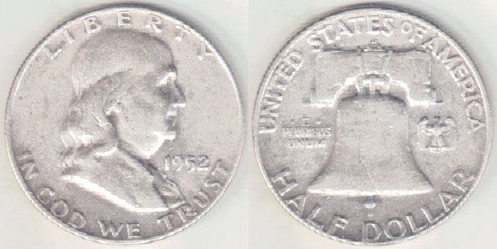 1952 D USA silver Half Dollar (Franklin) A005546